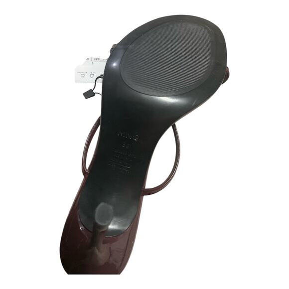 Mango Heels Bows Burgundy Women 38 NWT - Picture 3 of 3